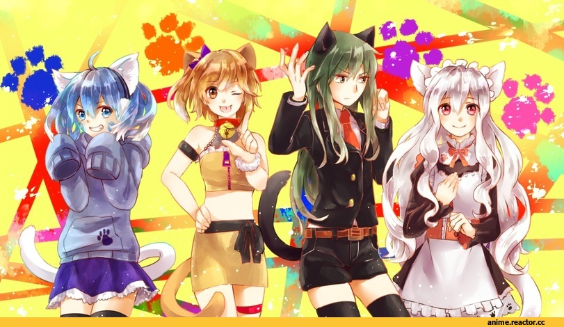 Kagerou Project, Vocaloid, Ene, Kido Tsubomi, Kisaragi Momo, Kozakura Mary, Неко, Animal Ears, Anime
