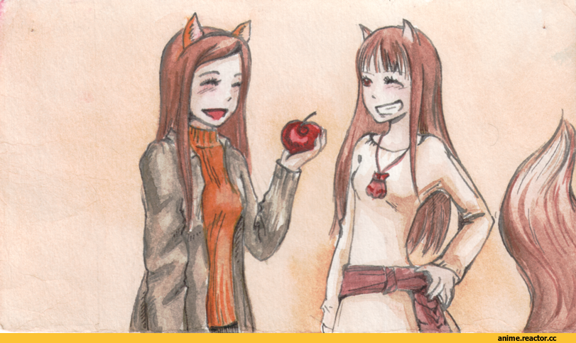 Horo, Spice and Wolf, Inumimi, Animal Ears, нарисовал сам, hd, original content, акварель, Traditional art, красивые картинки, Anime