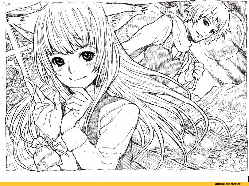 Kraft Lawrence, Holo, Spice and Wolf, Inumimi, Animal Ears, Anime Art, высокое разрешение, Anime