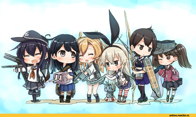 Kantai Collection, Shimakaze, Abukuma, Akatsuki, Kaga (Kantai Collection), rensouhou-chan, Ryuujou, Ushio, Anime