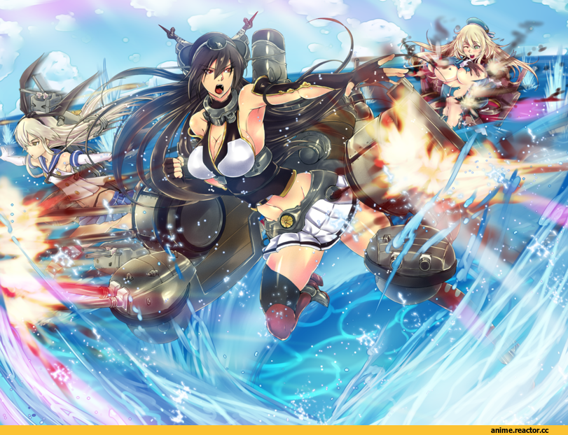 Kantai Collection, Shimakaze, rensouhou-chan, Atago (Kantai Collection), Nagato (Kantai Collection), yamaneko, Anime