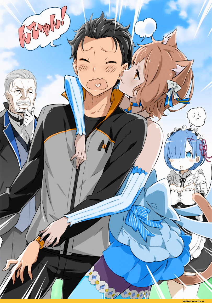 Re Zero Kara Hajimeru Isekai Seikatsu, Natsuki Subaru, Rem (re zero), Felix Argyle, gashin, Animal Ears, Animal Ears Kun, Anime