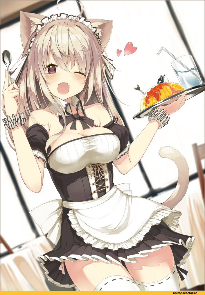 Anime Art, Animal Ears, nekomimi, Maid, yuui hutabakirage, Anime