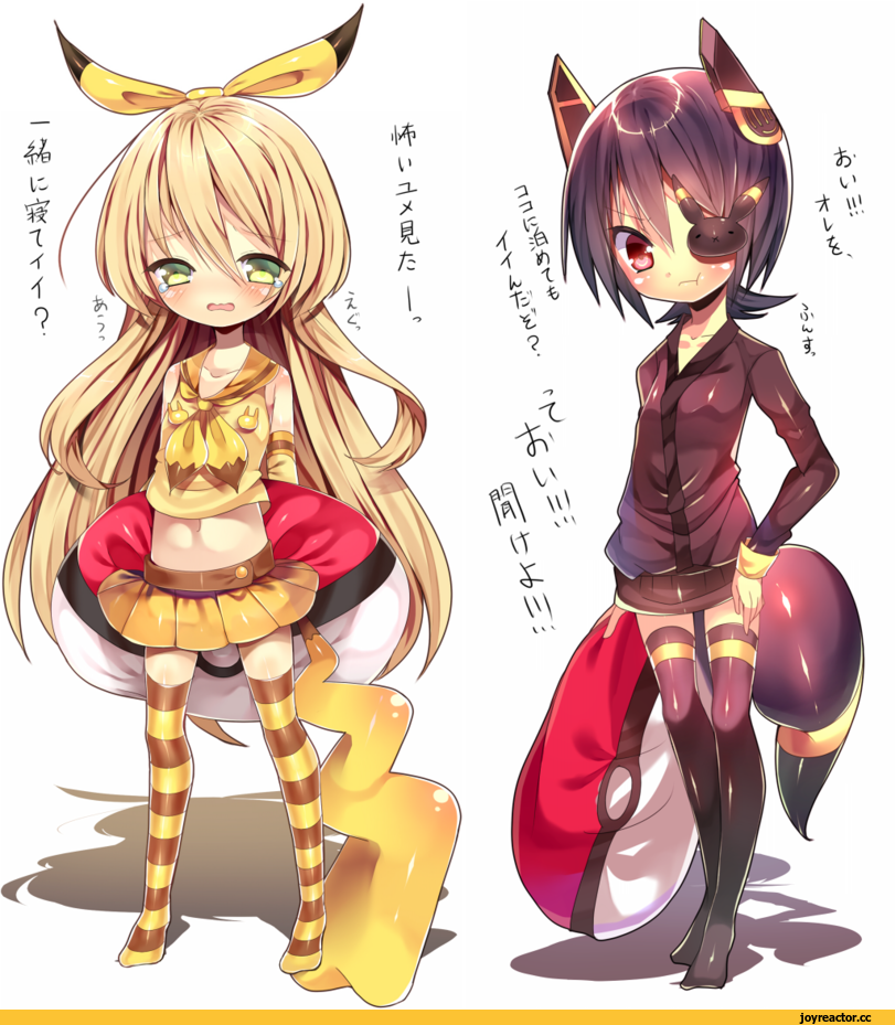Kantai Collection, Pokémon, Tenryuu, Shimakaze, crossover, Anime