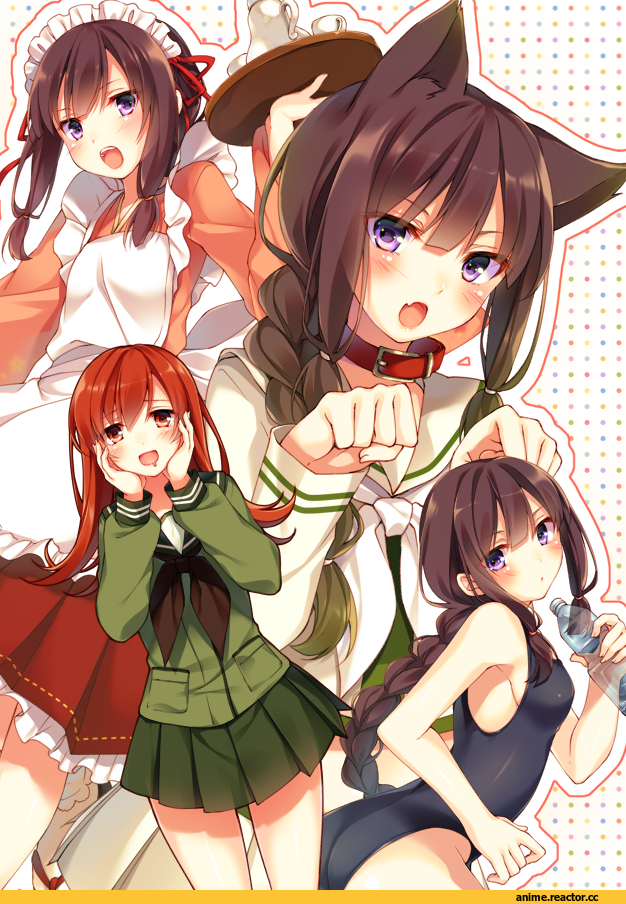 Kantai Collection, Kitakami (Kantai Collection), Ooi (Kantai Collection), Неко, Animal Ears, Anime
