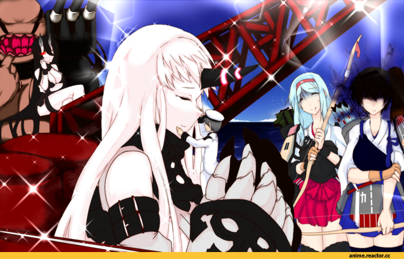 Kantai Collection, Seaport Hime, Shoukaku, Kaga (Kantai Collection), battleship hime, Admiral (Kantai Collection), Anime
