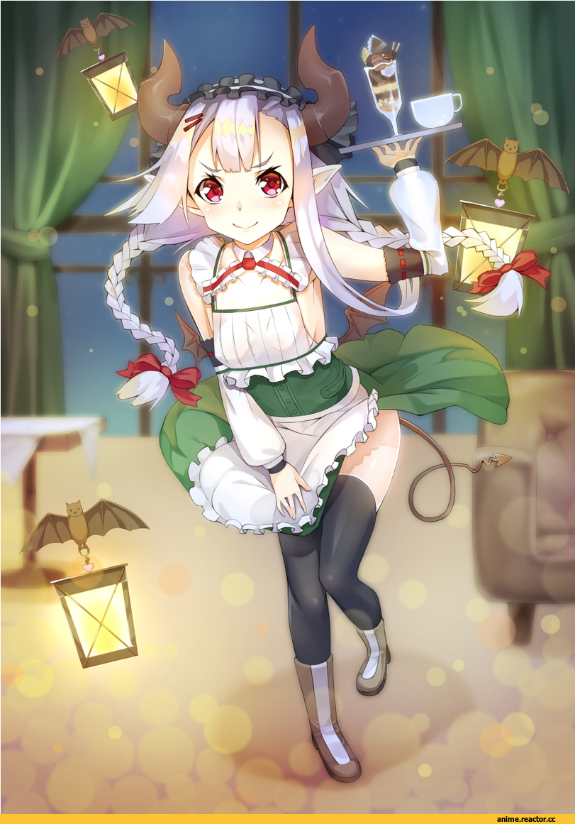Maid, horns, Monster Girl (Anime), Anime Art, Dengeki Moeoh x Pixiv Top of Moe 2015, totto, Anime