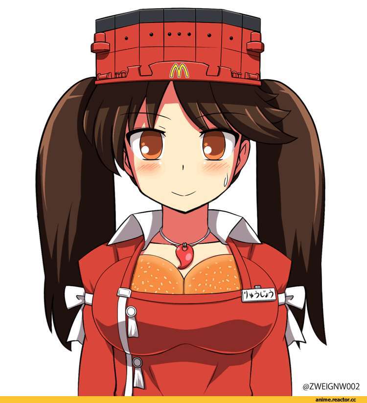 гифки, Kantai Collection, Ryuujou, mcdonalds, булочки, Anime