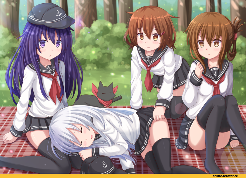 Kantai Collection, Hibiki (Kantai Collection), Inazuma (Kantai Collection), ikazuchi (kantai collection), Akatsuki, sakamoto, Kazenokaze, Anime Art, Anime