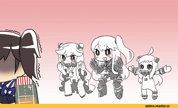 Shinkaisei-kan, Kantai Collection, anime gif, Northern Ocean Hime, Kaga (Kantai Collection), Midway Hime, Aircraft Carrier Hime, Anime