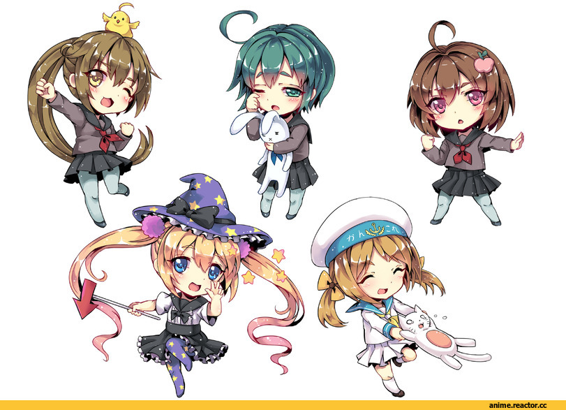 Midori (Kantai Collection), Kantai Collection, cha (kantai collection), Hiyoko (Kantai Collection), Majokko (Kantai Collection), batsubyou, error musume (kantai collection), Error Musume, Anime