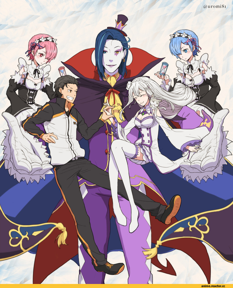 Re Zero Kara Hajimeru Isekai Seikatsu, Ram (Re Zero), Rem (re zero), Emilia (re zero), Pack (re zero), Natsuki Subaru, roswaal l. mathers, @uromi8l, Anime