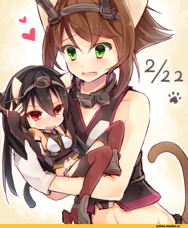 Mutsu (Kantai Collection), Kantai Collection, Nagato (Kantai Collection), Animal Ears, Неко, Anime