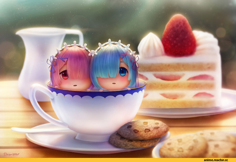 Re Zero Kara Hajimeru Isekai Seikatsu, Rem (re zero), Ram (Re Zero), dej (shiori2525), Няши в еде, Anime Няши, Anime