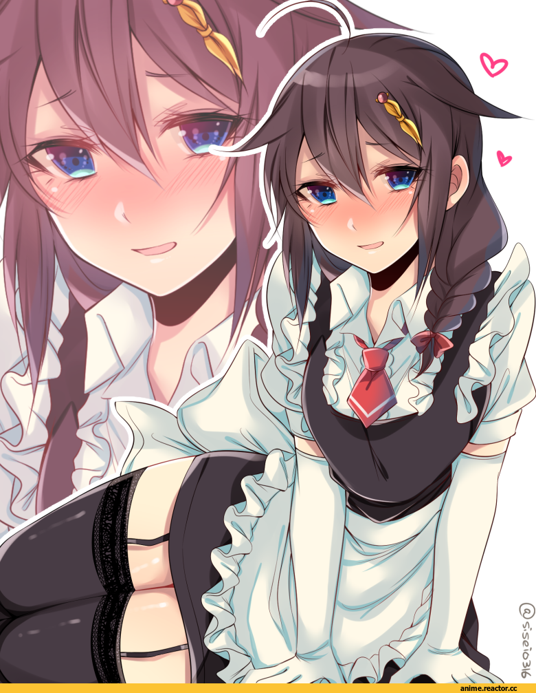 shisei (kyuushoku banchou), Shigure (Kantai Collection), Kantai Collection, Maid, Anime