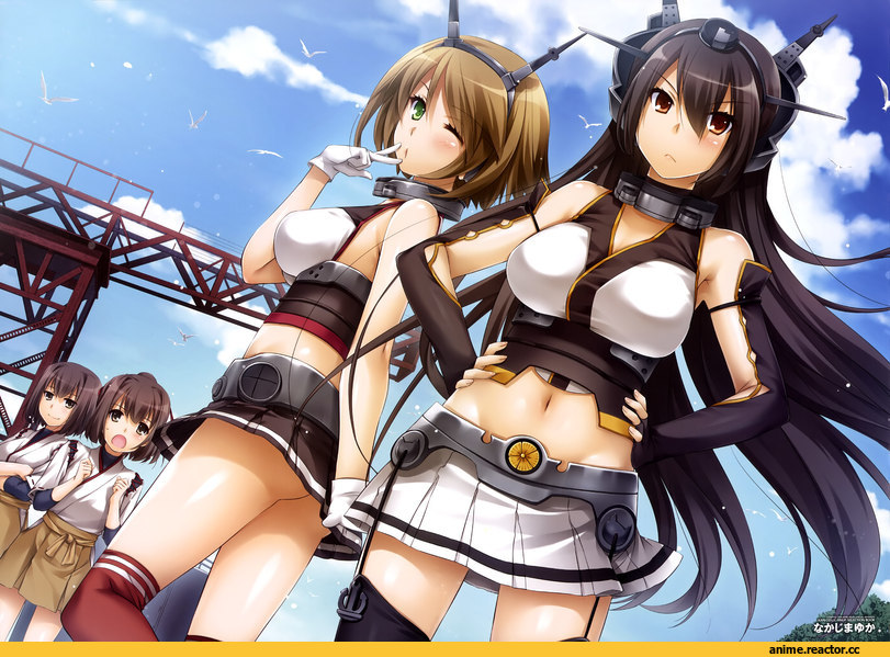 Mutsu (Kantai Collection), Kantai Collection, Nagato (Kantai Collection), Hyuuga (Kantai Collection), Ise, Anime