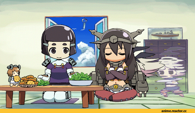 Kantai Collection, Myoukou, Nagato (Kantai Collection), Shimakaze, Yukikaze (Kantai Collection), Anime Гифки, apng, Аниме Apng, Anime