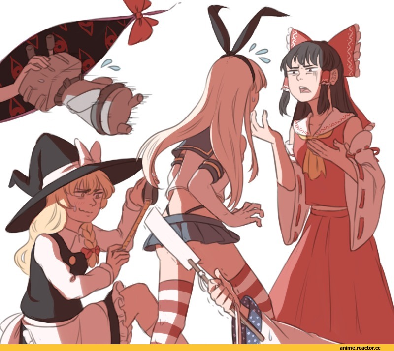 Touhou Project, Kantai Collection, Reimu Hakurei, Kirisame Marisa, Shimakaze, Anime