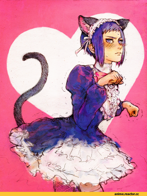Не мое, горничная, Anime Art, Anime Няши, красивые картинки, хвост, neko, Animal Ears, Pixiv, art барышня, Anime, Arise, служанка, смущение, GITS, нека