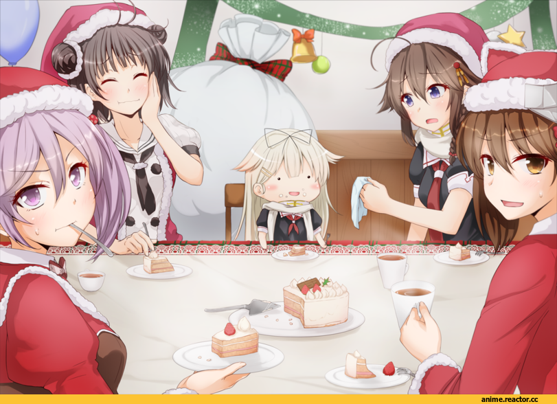 Naka (Kantai Collection), Kantai Collection, Sazanami (Kantai Collection), Shigure (Kantai Collection), yuudachi (kantai collection), Ryuujou, Anti (Untea9), Anime Christmas, Anime