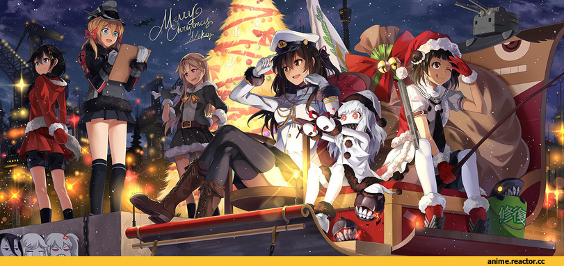 battleship hime, Female Admiral (Kantai Collection), Naka (Kantai Collection), Northern Ocean Hime, Prinz Eugen, Ryuujou, Shigure (Kantai Collection), Yuudachi, Anime Christmas, Anime Art, Anime, Kantai Collection, neko (yanshoujie), Aircraft Carrier Oni, rensouhou-chan