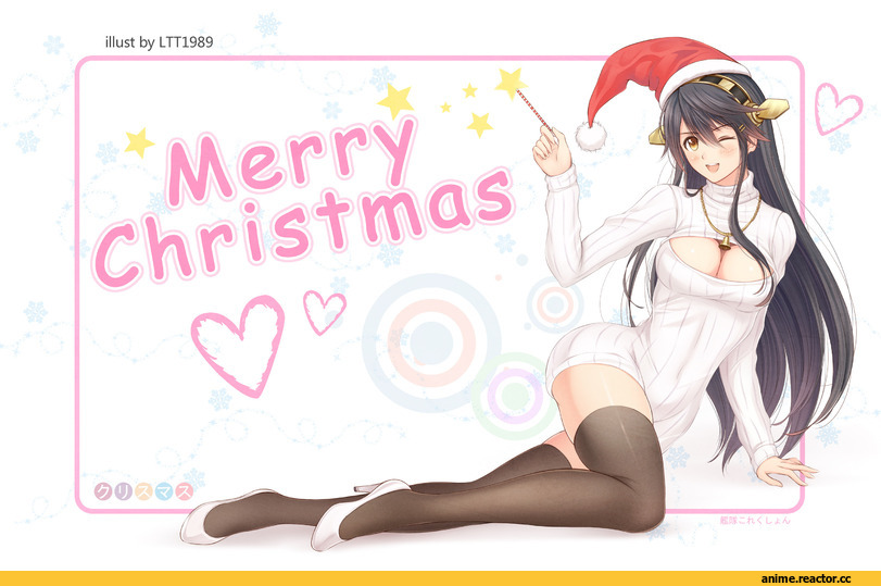 Kantai Collection, Haruna (Kantai Collection), Open-Chest Sweater, Anime Christmas, Anime