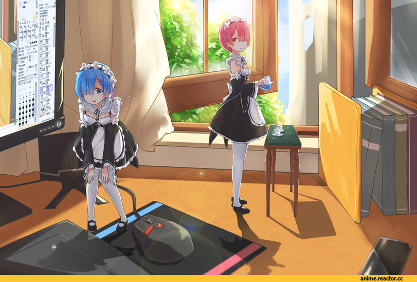 Re Zero Kara Hajimeru Isekai Seikatsu, Rem (re zero), Ram (Re Zero), vinzard6017, Anime
