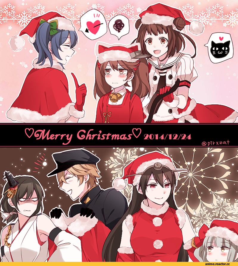 Admiral (Kantai Collection), Kantai Collection, Nagato (Kantai Collection), Naka (Kantai Collection), Ryuujou, Souryuu (Kantai Collection), Yamashiro, Anime Christmas, Kasumi (Kantai Collection), Anime