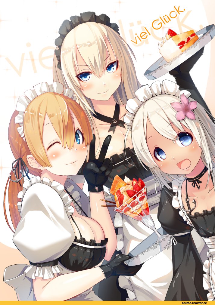 Meth (Emethmeth), Ro-500 (Kantai Collection), Kantai Collection, Bismarck (Kantai Collection), Prinz Eugen (Kantai Collection), Maid, Anime