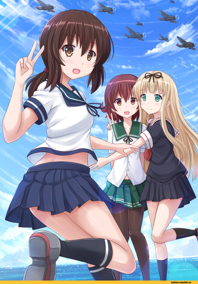 Anime Art, Kazenokaze, Kantai Collection, Fubuki (Kantai Collection), Mutsuki (Kantai Collection), yuudachi (kantai collection), Anime