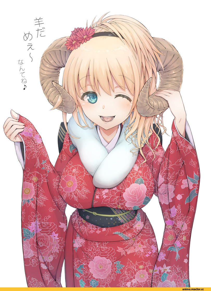 Kantai Collection, urigarasu, kimono, Hitsujimimi, Atago (Kantai Collection), Animal Ears, Anime