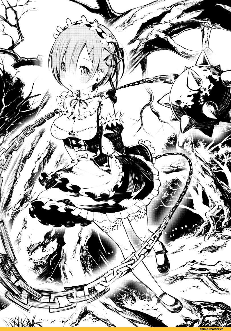 Re Zero Kara Hajimeru Isekai Seikatsu, Rem (re zero), masayasuf, Monochrome (Anime), Anime