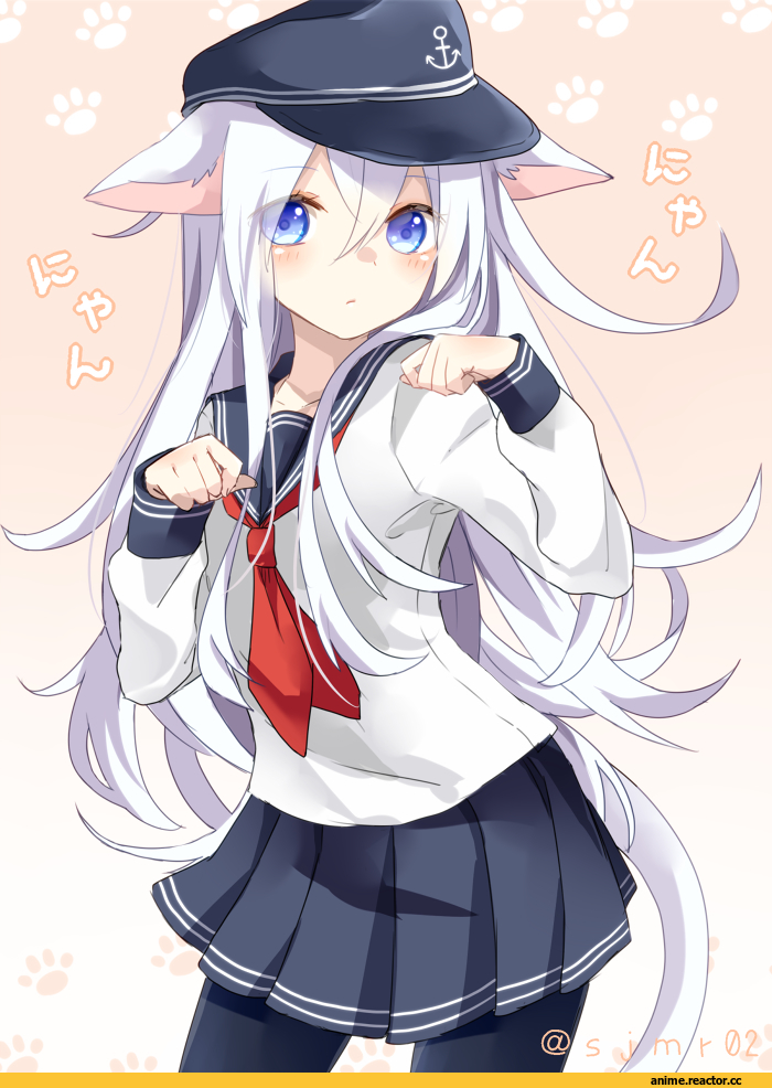 Kantai Collection, Hibiki (Kantai Collection), Animal Ears, Verniy, neko, Anime