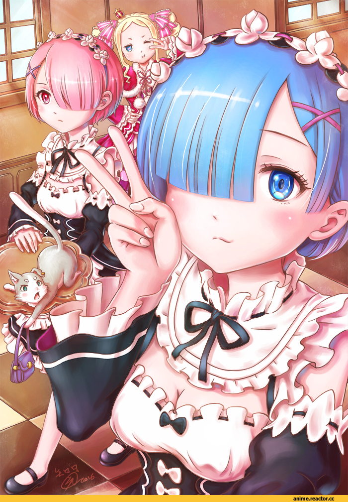 Re Zero Kara Hajimeru Isekai Seikatsu, Ram (Re Zero), Rem (re zero), Beatrice (Re Zero), Pack (re zero), loveshue2004, Anime