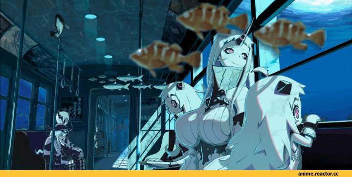 Destroyer Hime, Kantai Collection, Northern Ocean Hime, Seaport Hime, Airfield Hime, Anime Гифки, Ne-Class Heavy Cruiser, kaku choushi, Re-class Battleship, Anime
