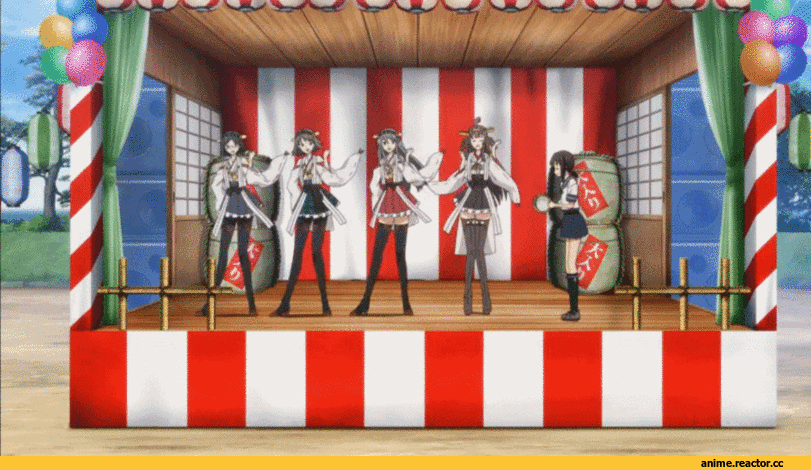 Kantai Collection, Fubuki (Kantai Collection), Kongou (Kantai Collection), Haruna (Kantai Collection), Kirishima (Kantai Collection), Hiei, Anime Гифки, Anime