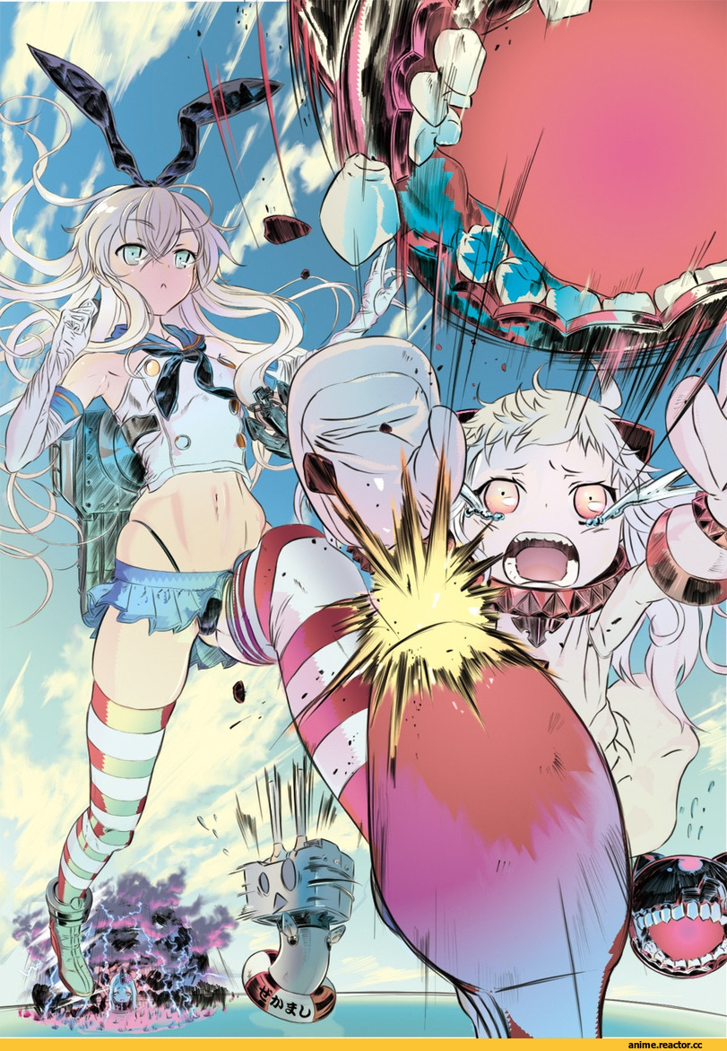 Kantai Collection, Shimakaze, Northern Ocean Hime, Seaport Hime, nagamimi (wara-wa), Anime