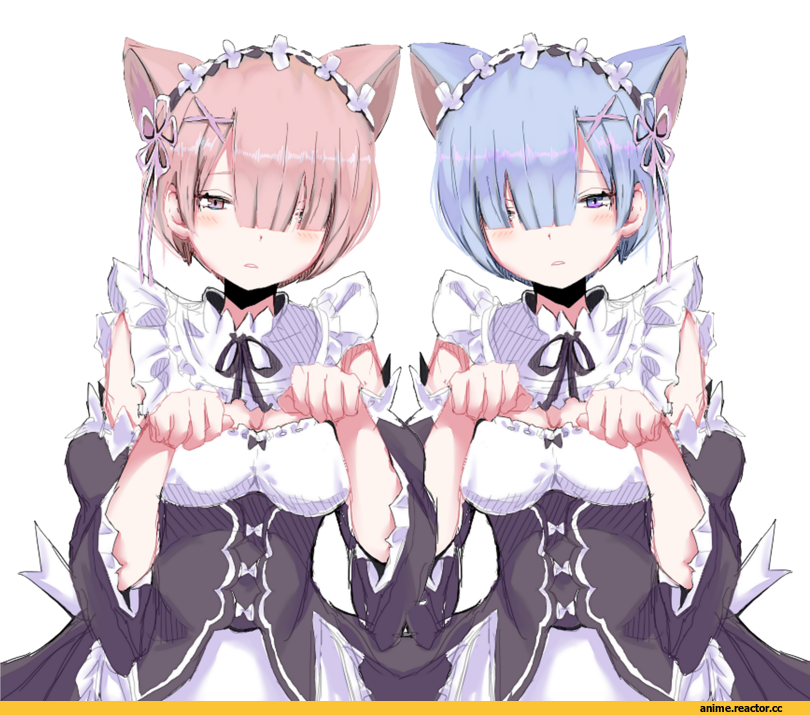 Re Zero Kara Hajimeru Isekai Seikatsu, Ram (Re Zero), Rem (re zero), muro chin01, Animal Ears, nekomimi, Anime