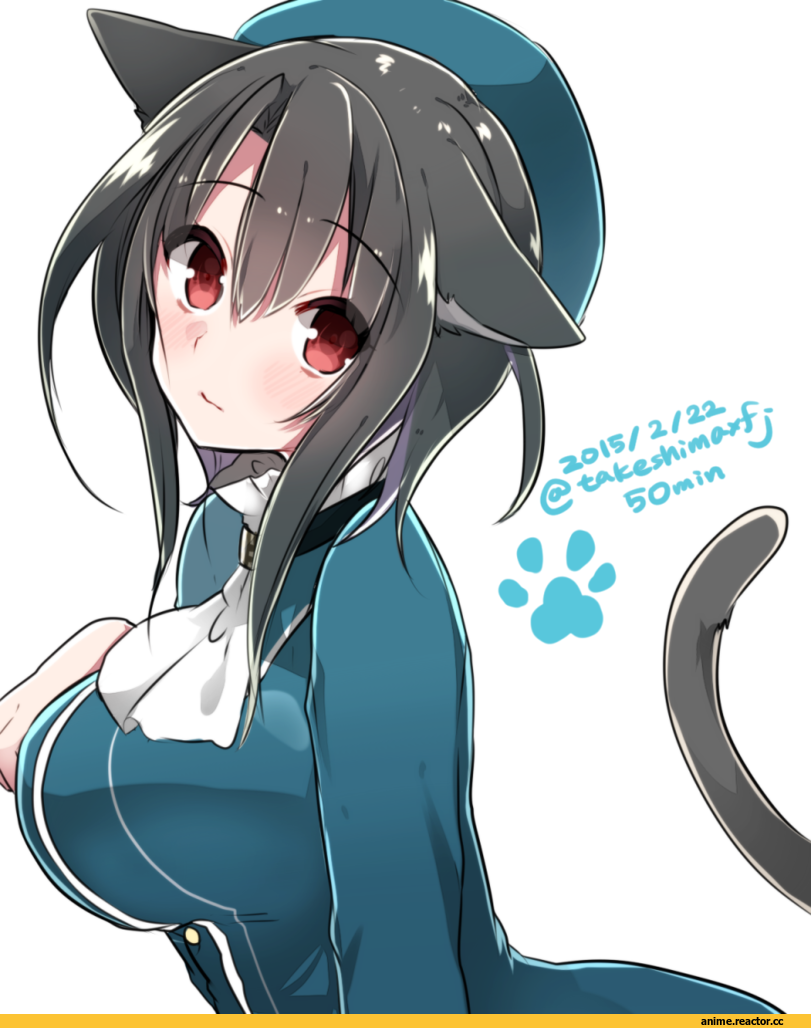 Takao (Kantai Collection), Kantai Collection, Неко, Animal Ears, takeshima (nia), Anime