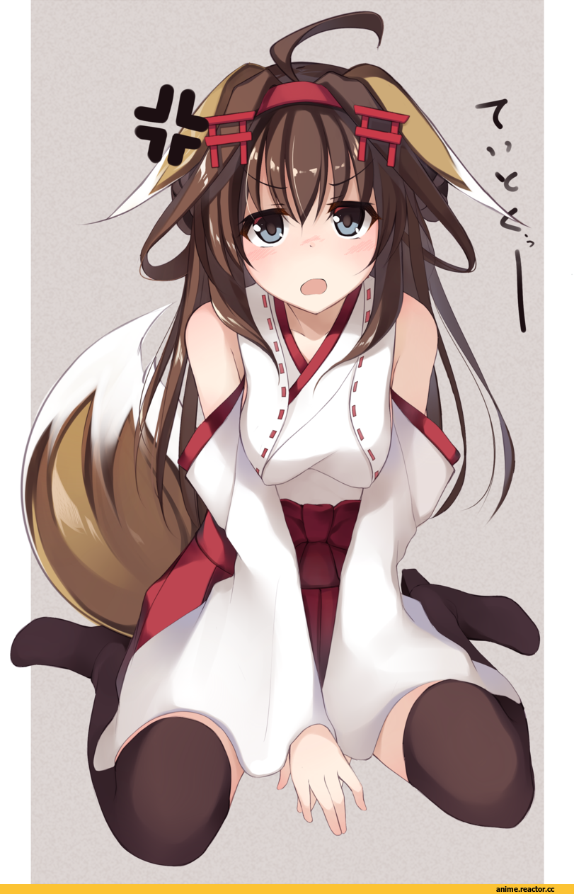Kongou (Kantai Collection), Kantai Collection, Kitsune, Animal Ears, netarou, Anime Art, Anime