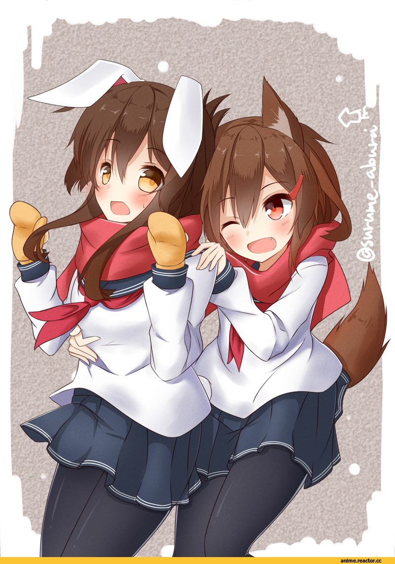 ikazuchi (kantai collection), Kantai Collection, Inazuma (Kantai Collection), Inumimi, Animal Ears, Usagimimi, продолжение в комментариях, surume aburi, Anime Art, Anime