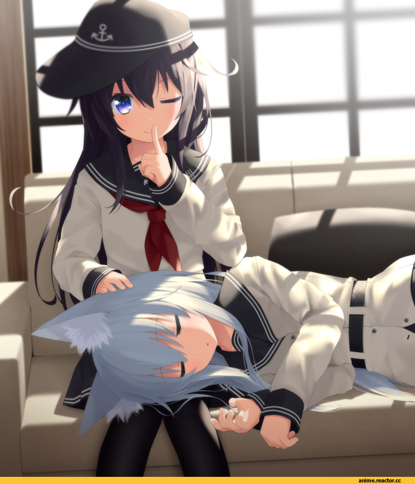Haribote (Tarao), Hibiki (Kantai Collection), Kantai Collection, Akatsuki, Anime Art, Неко, Animal Ears, Anime