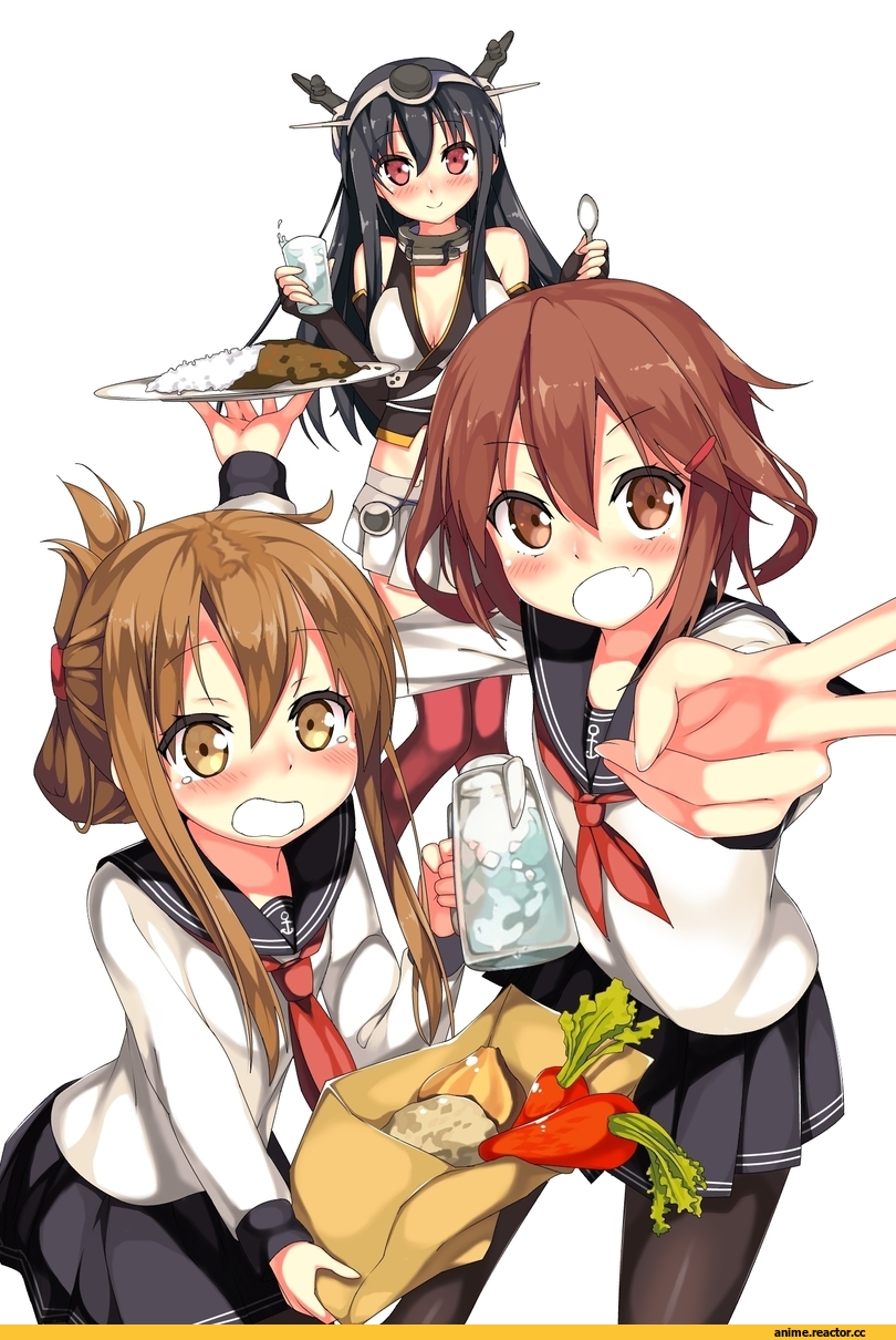 Anime Art, Kantai Collection, Nagato (Kantai Collection), Inazuma (Kantai Collection), Ikazuchi, Kawai (Pixiv 12913304), Anime