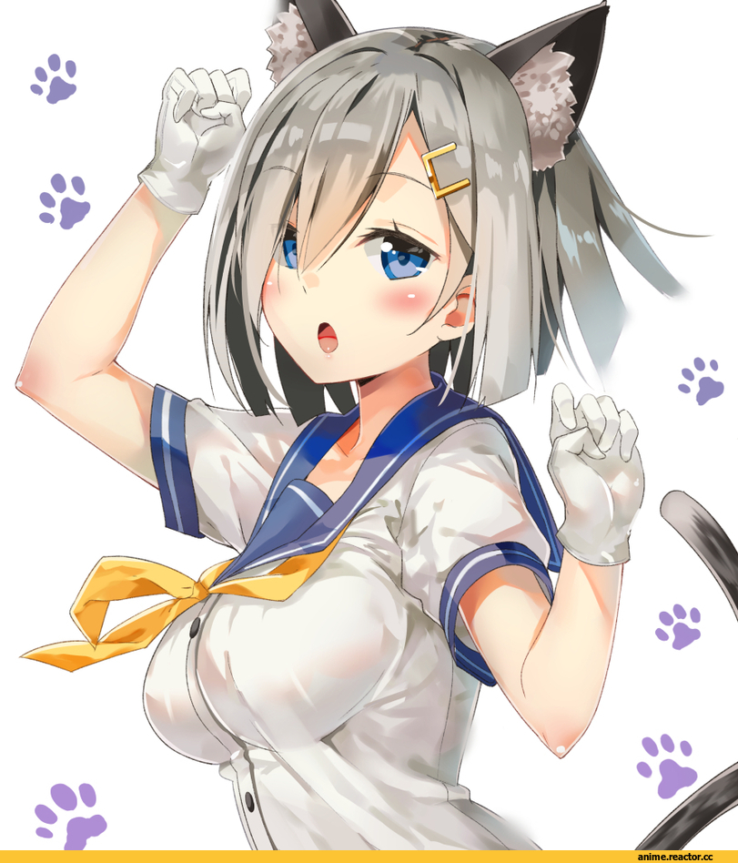 Hamakaze (Kantai Collection), Kantai Collection, Неко, Animal Ears, etonato, Anime