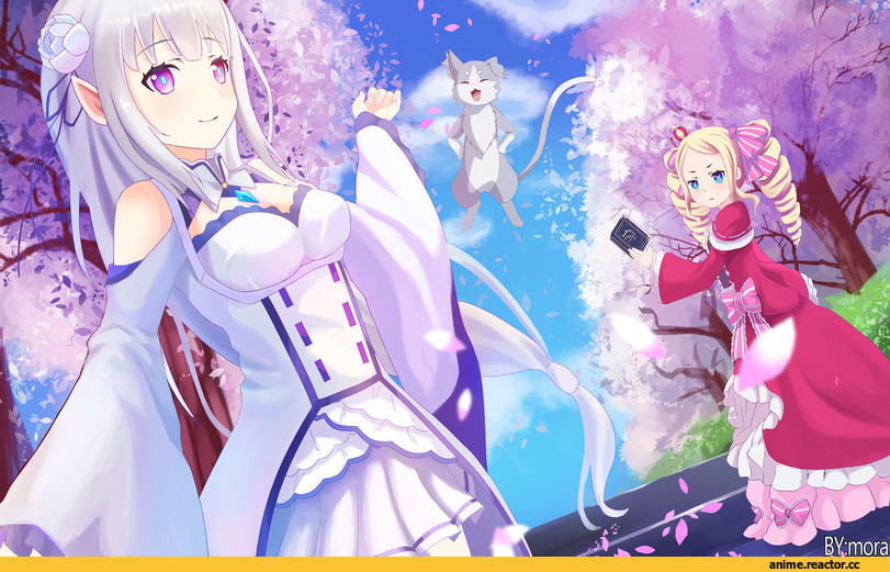Re Zero Kara Hajimeru Isekai Seikatsu, Emilia (re zero), Pack (re zero), Beatrice (Re Zero), mora, Anime