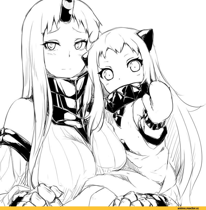 Kantai Collection, Northern Ocean Hime, Seaport Hime, Female Admiral (Kantai Collection), shinsono shiroko, Monochrome (Anime), Anime Art, Anime