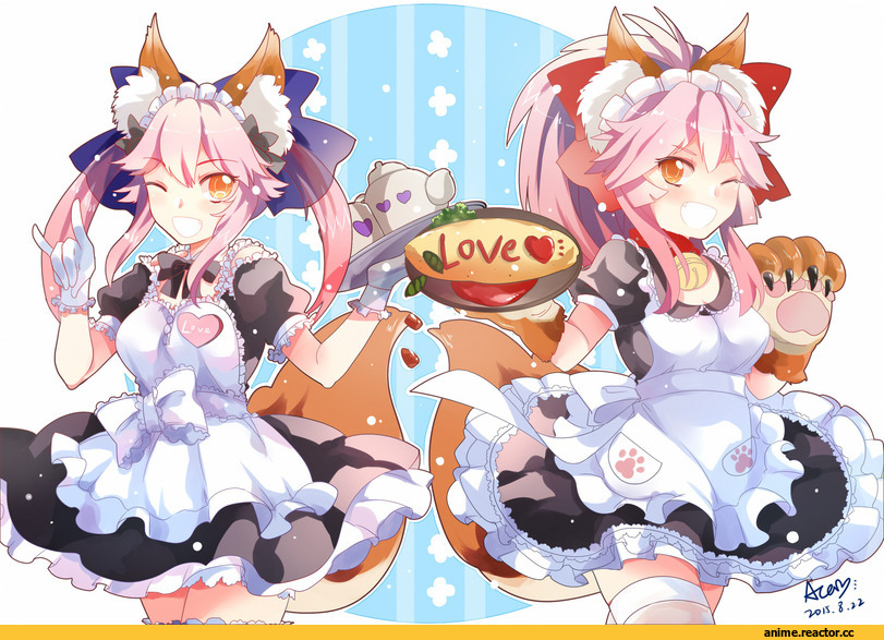 Caster (Fate/Extra), Fate/Extra, Fate (series), Tamamo Cat (Fate/grand order), puyue, Anime Art, Kitsune, Animal Ears, Maid, Anime