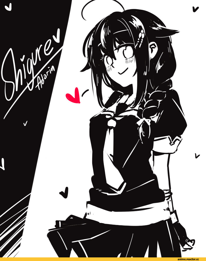 Shigure (Kantai Collection), Kantai Collection, adarin, Anime Art, Monochrome (Anime), Anime
