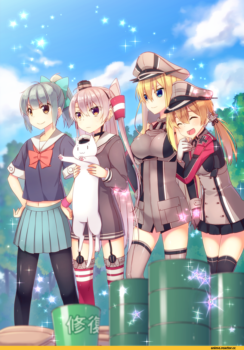 Admiral (Kantai Collection), Kantai Collection, Amatsukaze (Kantai Collection), Bismarck (Kantai Collection), Prinz Eugen, Yuubari, tahya, Anime Art, Anime