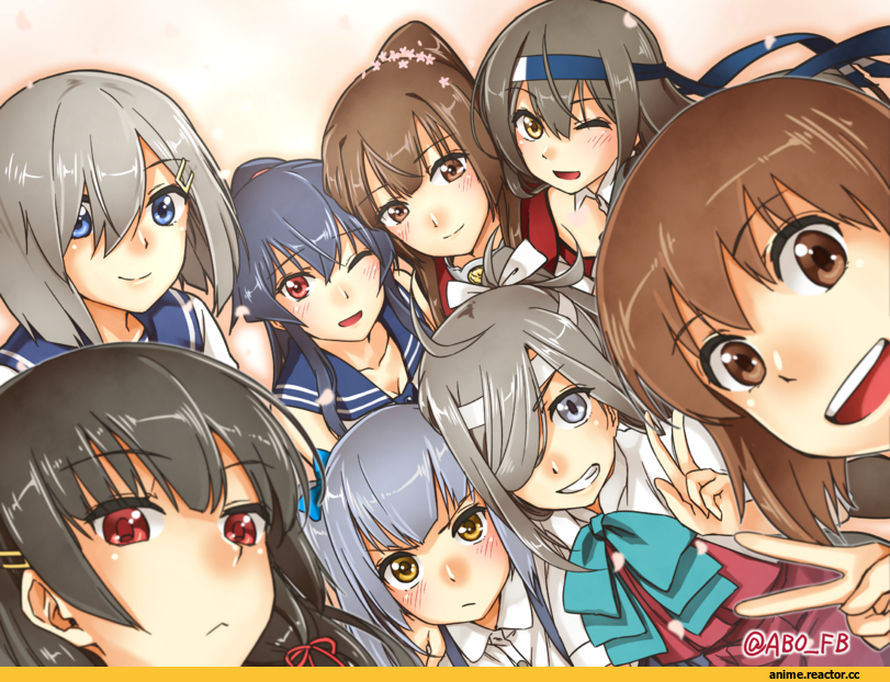 Asashimo (Kantai Collection), Hamakaze (Kantai Collection), Hatsushimo (kantai collection), Isokaze (Kantai Collection), Kasumi (Kantai Collection), Yahagi, Yamato (Kantai Collection), Yukikaze (Kantai Collection), Anime Art, в комментариях еще одна, Anime, Kantai Collection, abo (hechouchou)